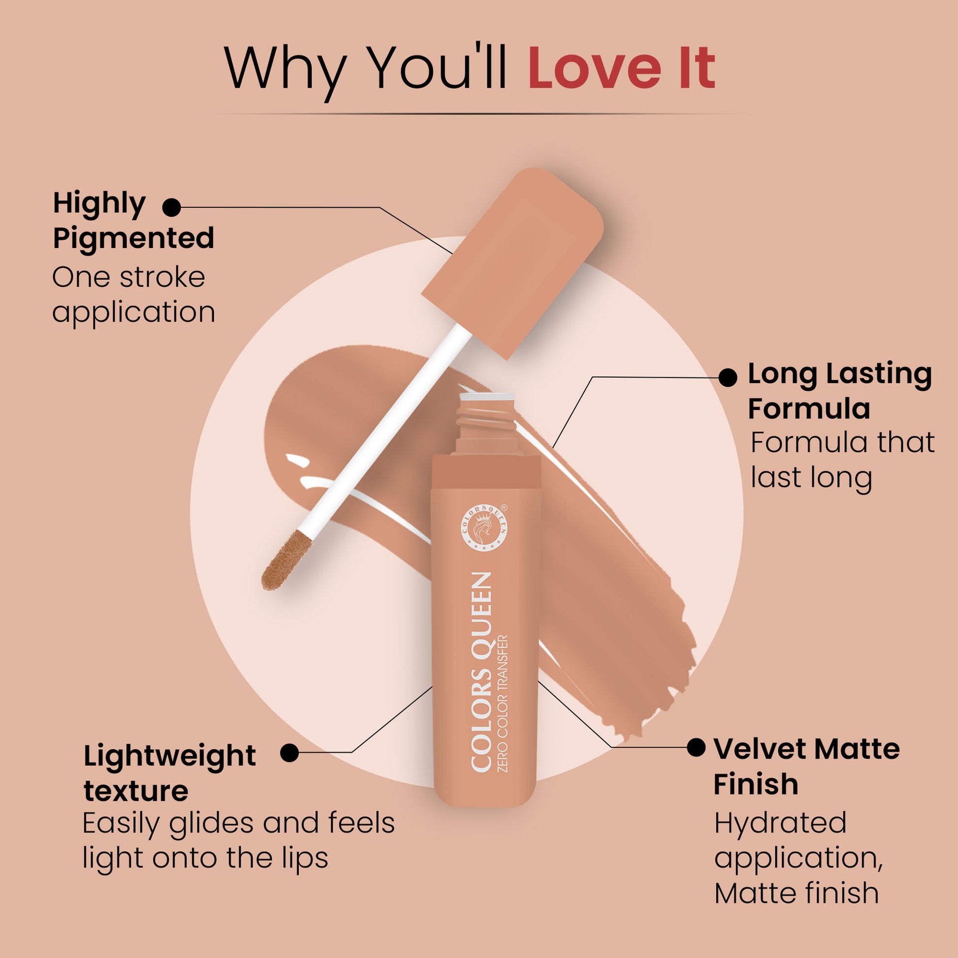 Colors Queen Zero Color Transfer Liquid Lipstick - Nude Show