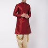 Men's Maroon Silk Blend Straight Kurta and Dhoti Set