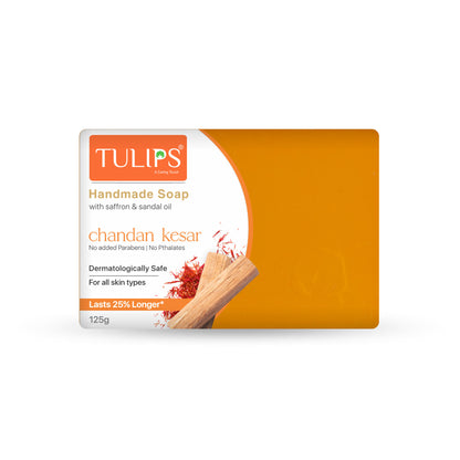 Tulips Handmade Soap With Saffron & Sandal Oil - Chandan Kesar