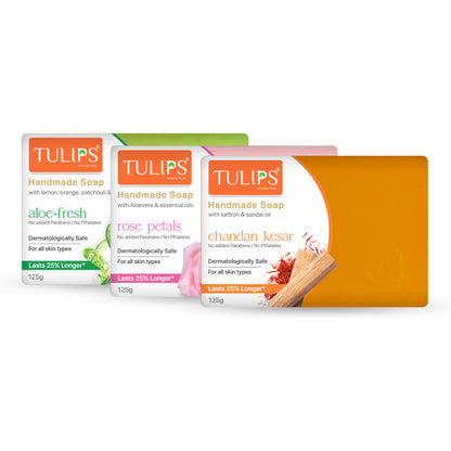 Tulips Handmade Soap With Saffron & Sandal Oil - Chandan Kesar