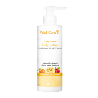 WishCare Sunscreen Body Lotion SPF50 PA+++-In Vivo Tested-UV Protection-No White Cast-Prevents Tan