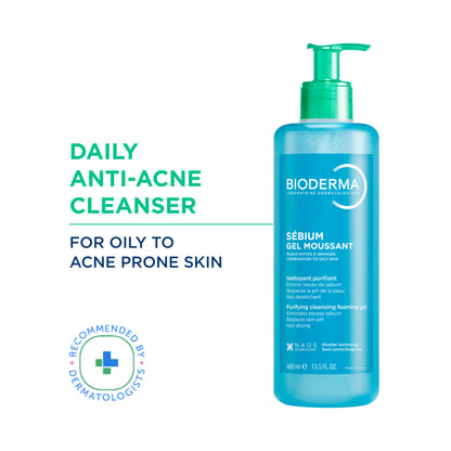 Bioderma Cleanser - Sebium Gel Moussant - Acne Defence Cleanser For Oily Acne Prone Skin