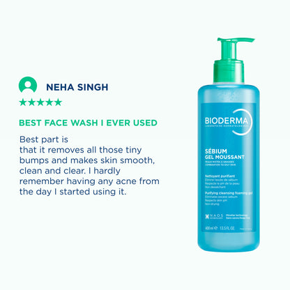 Bioderma Cleanser - Sebium Gel Moussant - Acne Defence Cleanser For Oily Acne Prone Skin