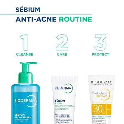 Bioderma Cleanser - Sebium Gel Moussant - Acne Defence Cleanser For Oily Acne Prone Skin