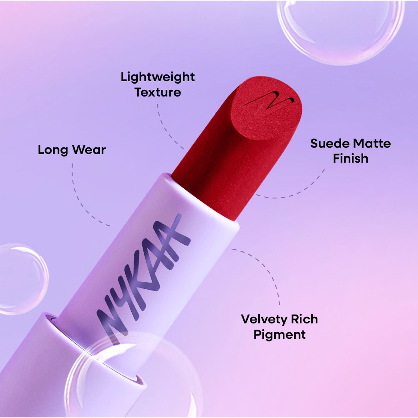 Nykaa Superlight Powder Matte Feathertouch Lipstick with High Pigment - Lush