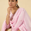 Dhiyona IE Floral Embroidered V Neck A Line Pure Cotton Kurta With Trousers & Dupatta