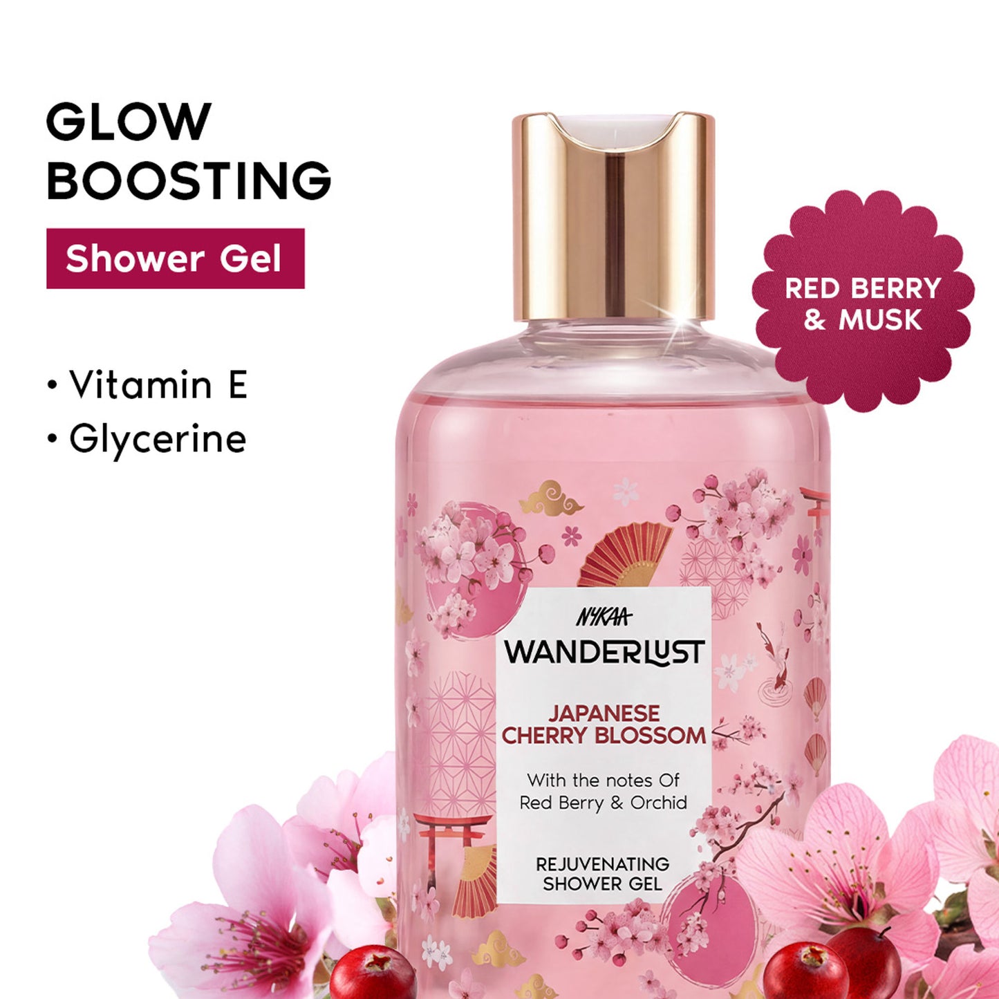 Nykaa Wanderlust Perfume Shower Gel - Hydrating, Relaxing & Cleansing - Japanese Cherry Blossom