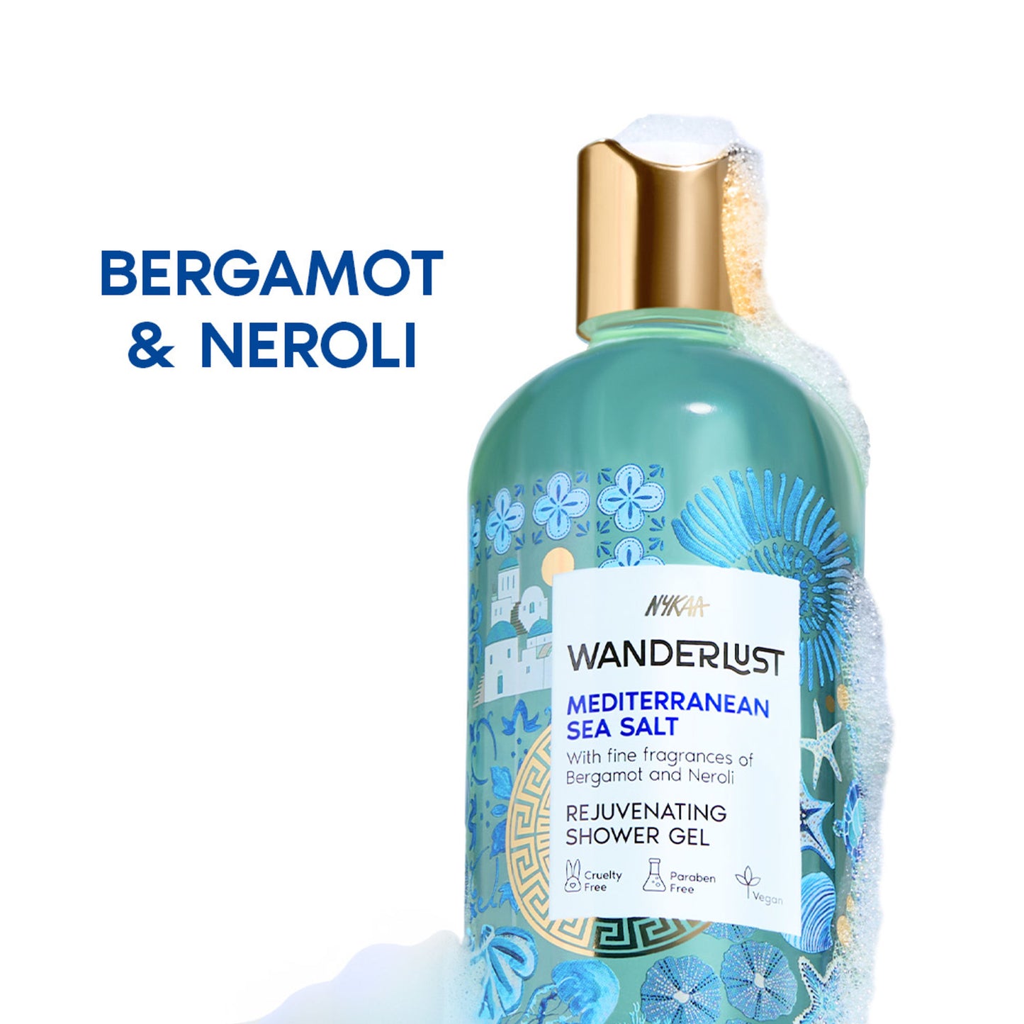 Nykaa Wanderlust Perfume Shower Gel - Hydrating, Relaxing & Cleansing - Mediterranean Sea Salt