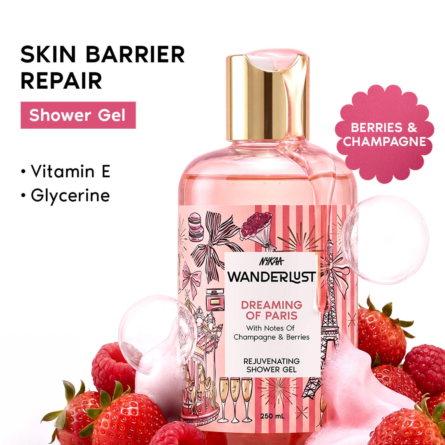 Nykaa Wanderlust Perfume Shower Gel - Hydrating, Brightening & Cleansing - Dreaming-of-Paris