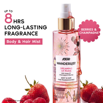 Nykaa Wanderlust 2-in-1 Body & Hair Perfume Mist Long Lasting Fragrance - Upto 8 hours - Dreaming-of-Paris