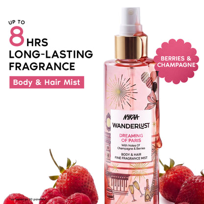 Nykaa Wanderlust 2-in-1 Body & Hair Perfume Mist Long Lasting Fragrance - Upto 8 hours - Dreaming-of-Paris