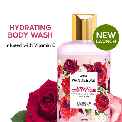 Nykaa Wanderlust Perfume Shower Gel - Hydrating, Relaxing & Cleansing - English Country Rose