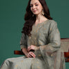 Dhiyona IE Women Ethnic Motifs Embroidered Regular Kurta with Trousers & With Dupatta