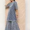 Dhiyona VA Women'sEthnic Motifs Printed Pleated Gotta Patti Pure Cotton Kurti With Sharara