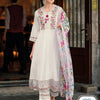 Dhiyona IE Floral Embroidered Thread Work A-Line Kurta With Trousers & Dupatta