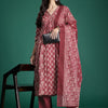 Indyancart IE Floral Printed Empire Pure Cotton Kurta with Trousers & With Dupatta
