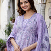 Dhiyona IE Floral Printed Panelled Square Neck Pure Cotton Kurta With Trousers & Dupatta