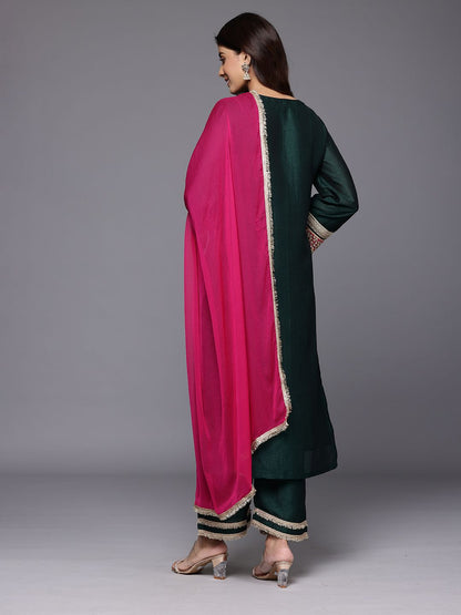 Indyancart VA Women's Yoke Design Gotta Patti Kurta with Trousers & Dupatta