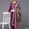 Indyancart VA Women'sFloral Zari Embroidered Gotta Patti Kurta & Trousers With Dupatta