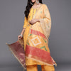 Indyancart IE Women Yellow Embroidered Kurta with Palazzos & With Dupatta