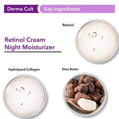O3+ Derma Cult Retinol Cream Night Moisturizer For Wrinkles Radiance