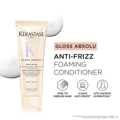 Kerastase Gloss Absolu Anti-Frizz Foaming Conditioner, Fine-Medium Hair, 4-Days Anti-Frizz