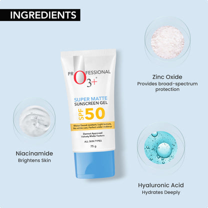 O3+ Super Matte Sunscreen SPF 50 PA ++++