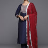 Dhiyona VA Women'sFloral Yoke Design Thread Work Straight Kurta with Trousers & Dupatta