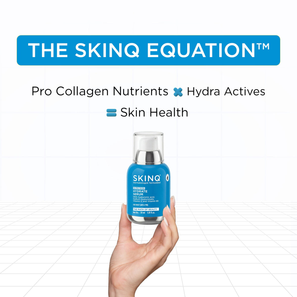 SKINQ Hydrate Serum with Hyaluronic Acid for Dry, Dehydrated Skin, Lightweight & Non-sticky