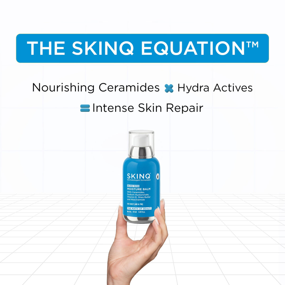 SKINQ Moisture Balm with Ceramides Trio, Sodium Hyaluronate & Vitamin E, For Dry Skin