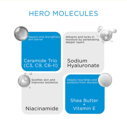 SKINQ Moisture Balm with Ceramides Trio, Sodium Hyaluronate & Vitamin E, For Dry Skin
