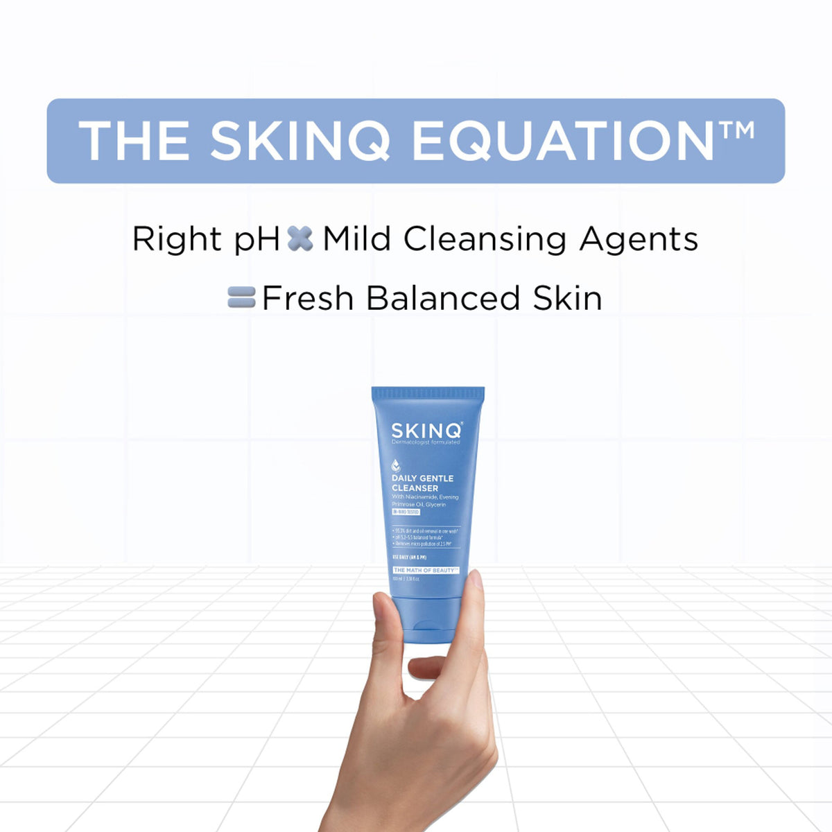 SKINQ Daily Gentle Cleanser with Evening Primrose Oil & Niacinamide, Removes Dirt in 1 Wash