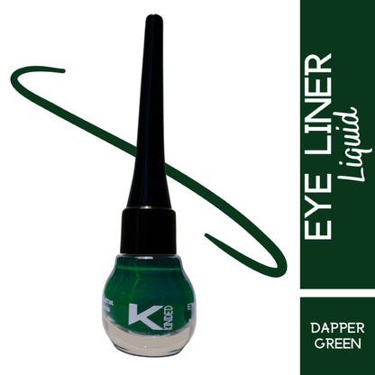 KINDED Liquid Eye Liner in Dapper Green with precise applicator and vibrant green color on a white background.