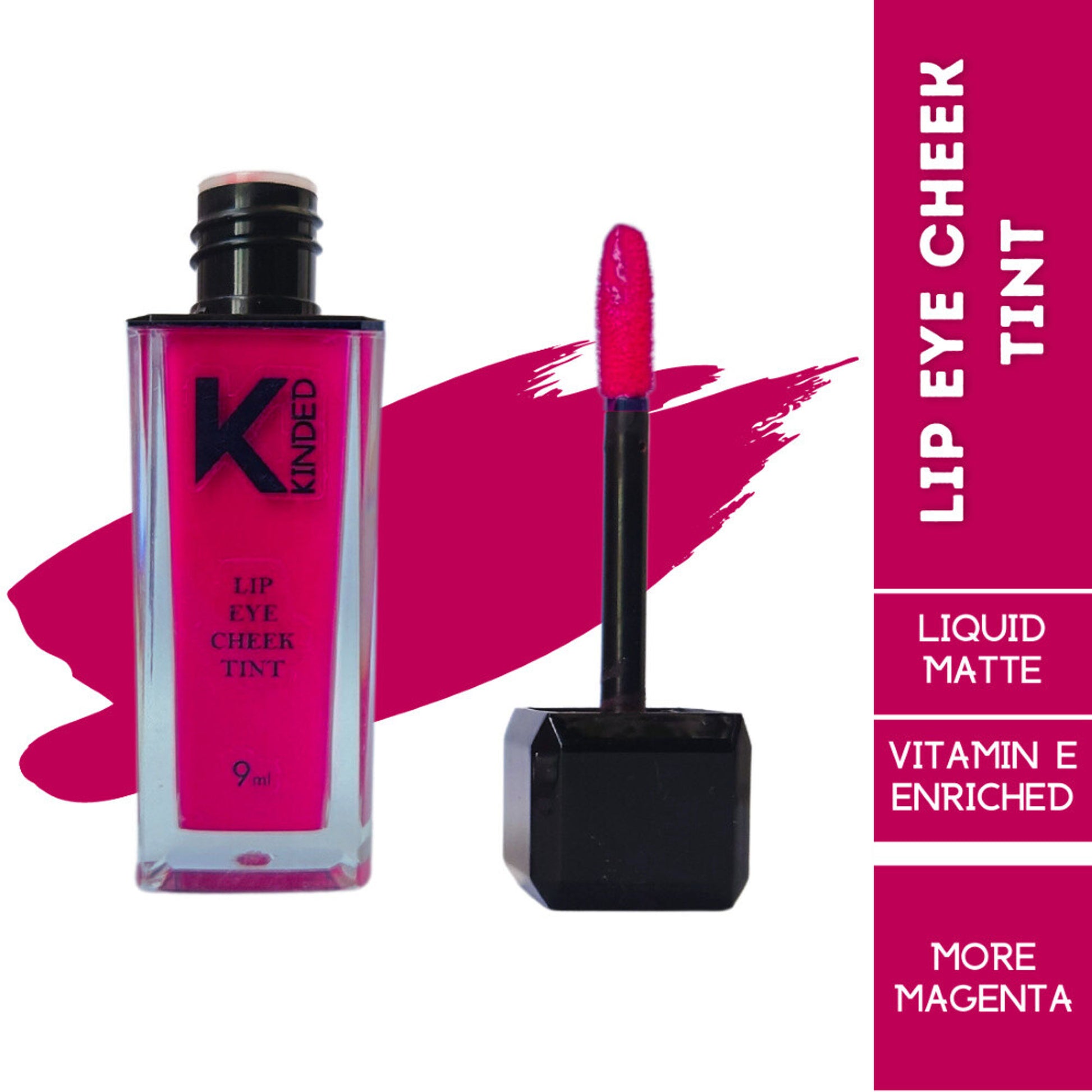 KINDED Lip, Eye & Cheek Tint with Vitamin-E Enriched - 02 More Magenta