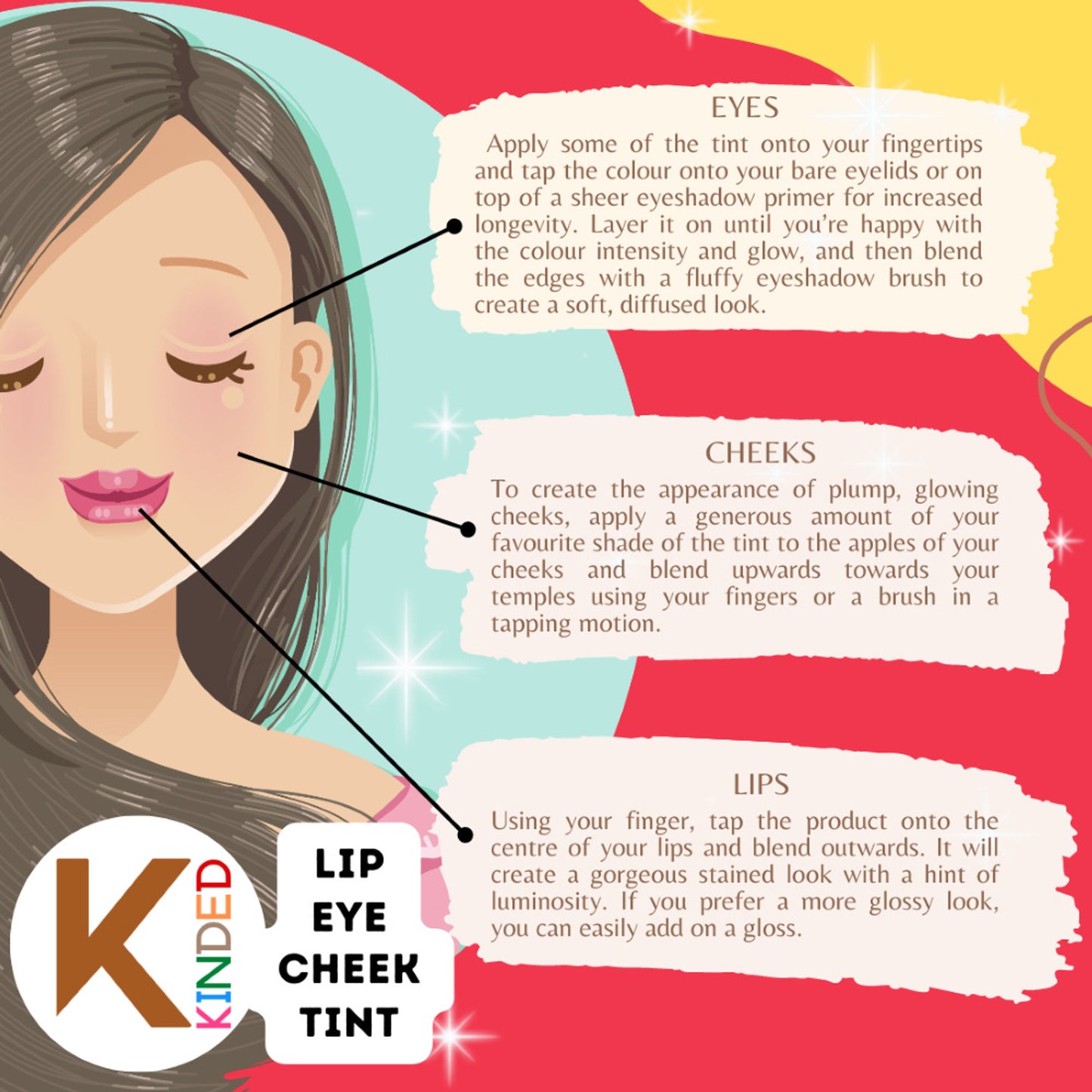 KINDED Lip, Eye & Cheek Tint with Vitamin-E Enriched - 02 More Magenta