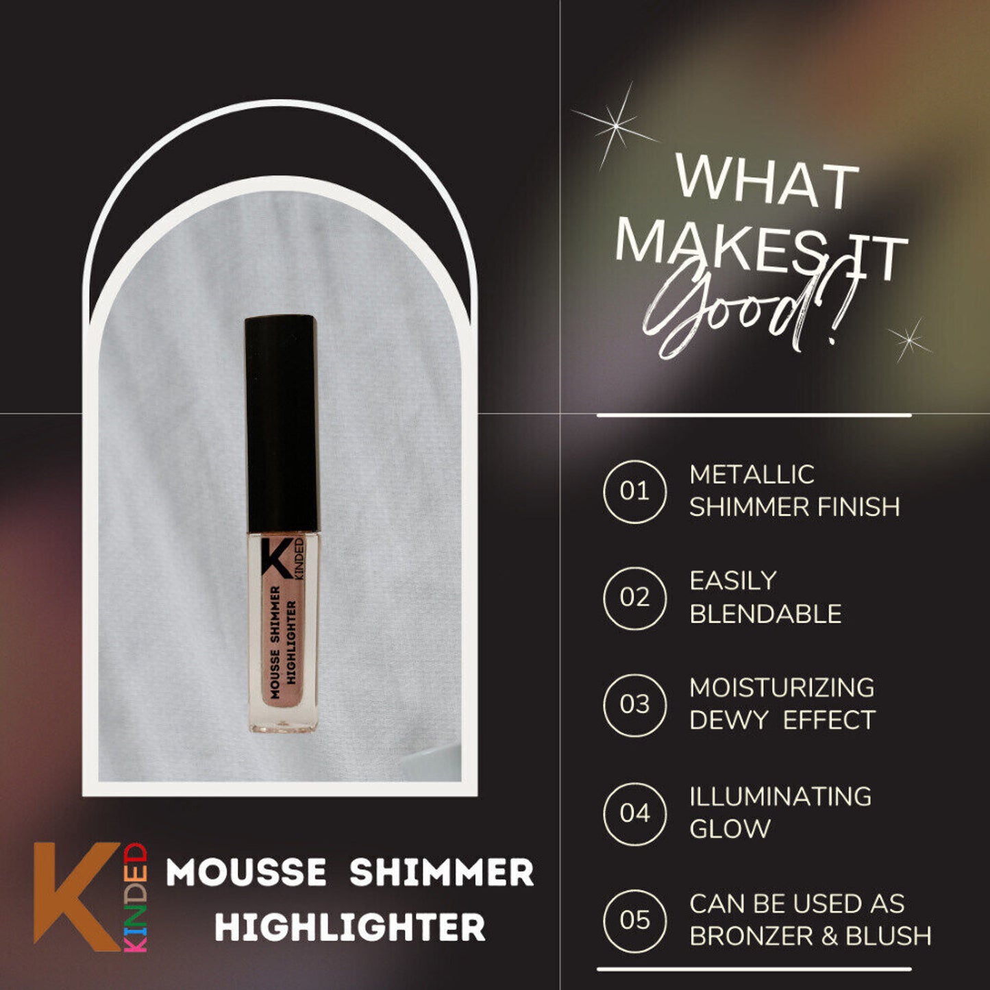 KINDED Mousse Shimmer Highlighter - Rose Gold