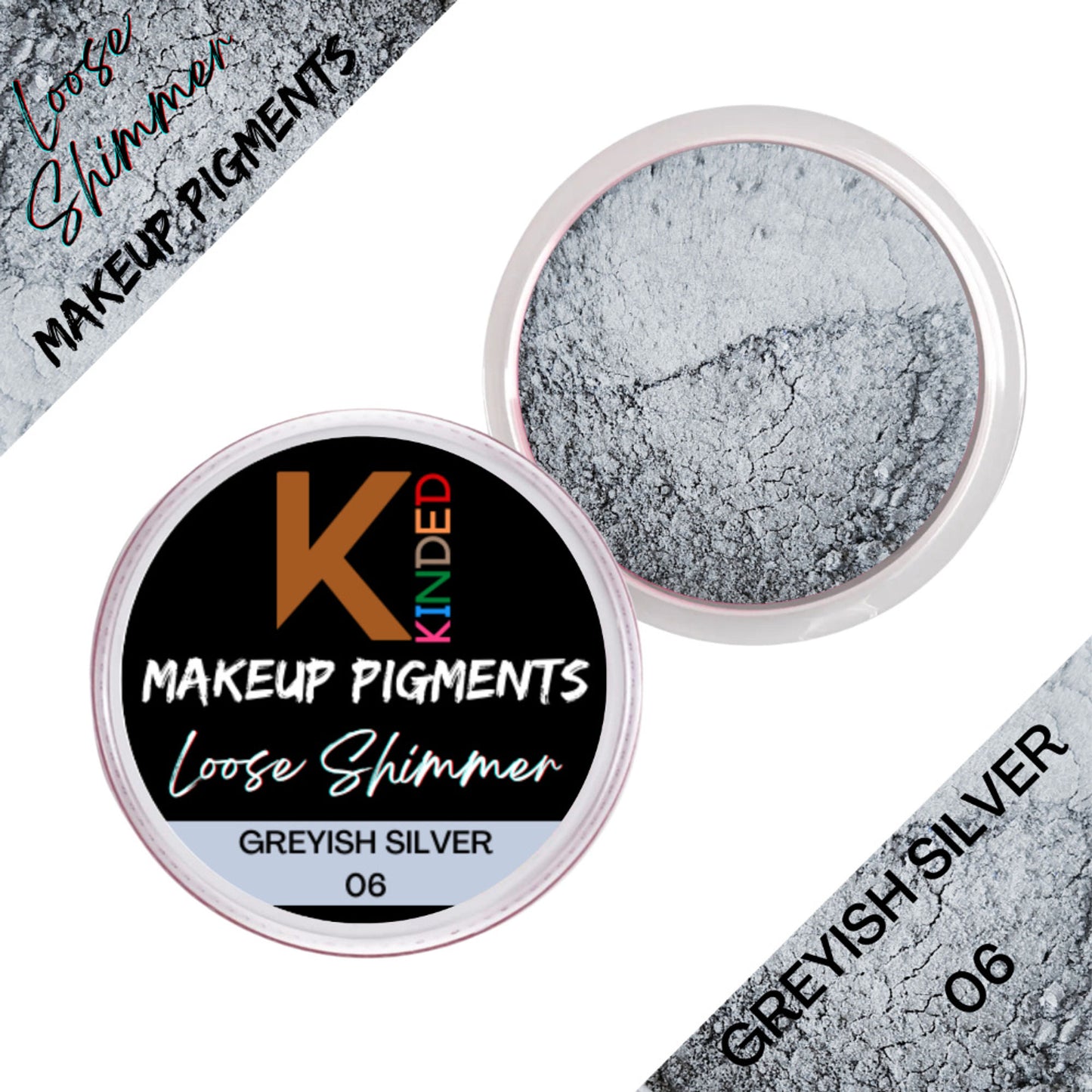 KINDED Loose Shimmer Makeup Foil Pigments Powder - Greyish Silver