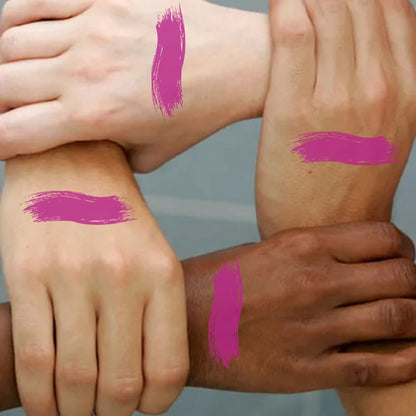 KINDED Liquid Lip Colour in 02 More Magenta, vibrant pinkish-purple lipstick and lip gloss with a smooth, glossy finish.