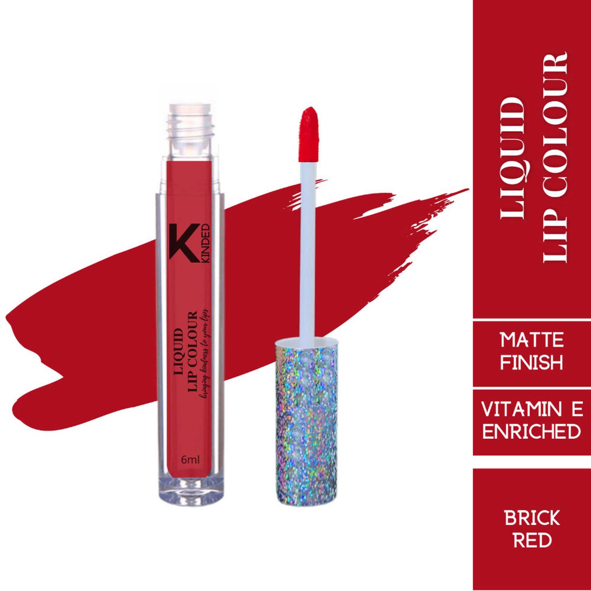 KINDED Liquid Lip Colour Lipstick Lip Gloss - 04 Brick Red