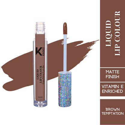 KINDED Liquid Lip Colour in Brown Temptation, a rich lipstick and lip gloss with a smooth, glossy finish.