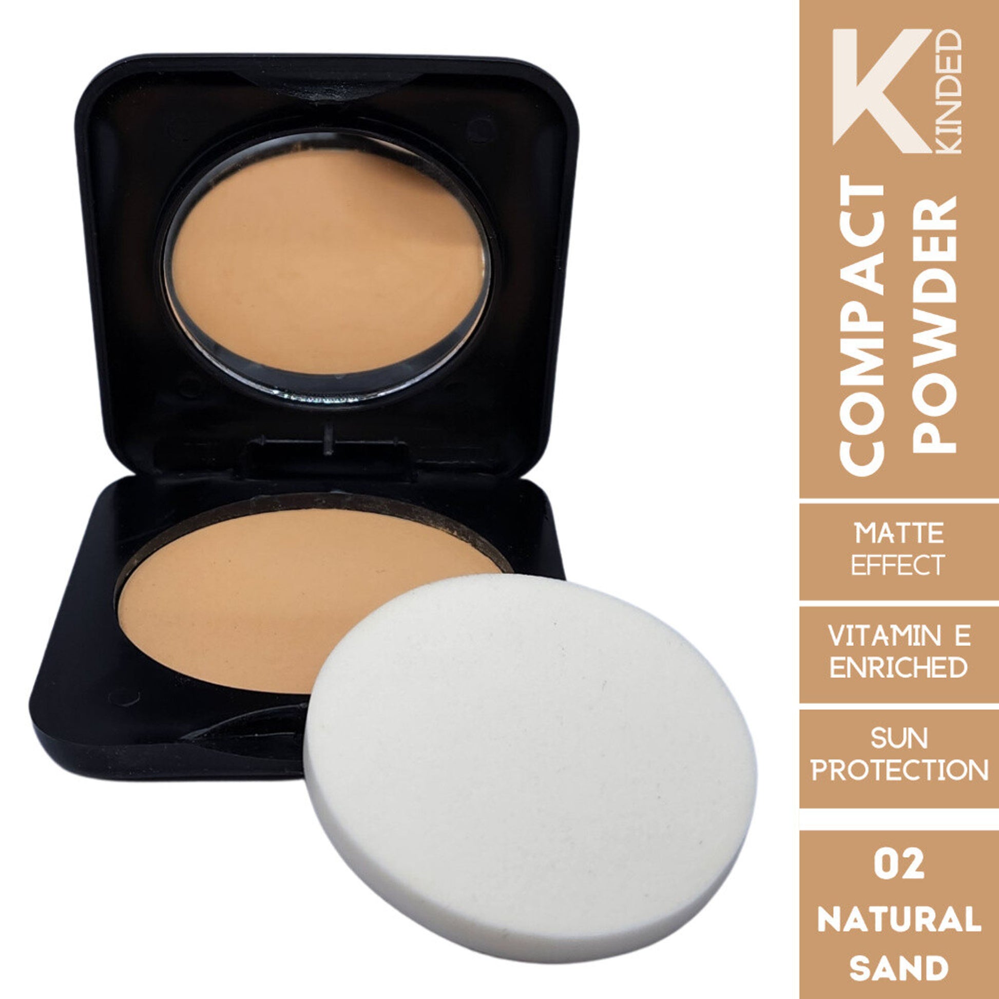 KINDED Sun Protection Compact Powder with Vitamin E - 02 Natural Sand