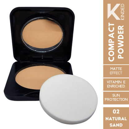 KINDED Sun Protection Compact Powder with Vitamin E - 02 Natural Sand