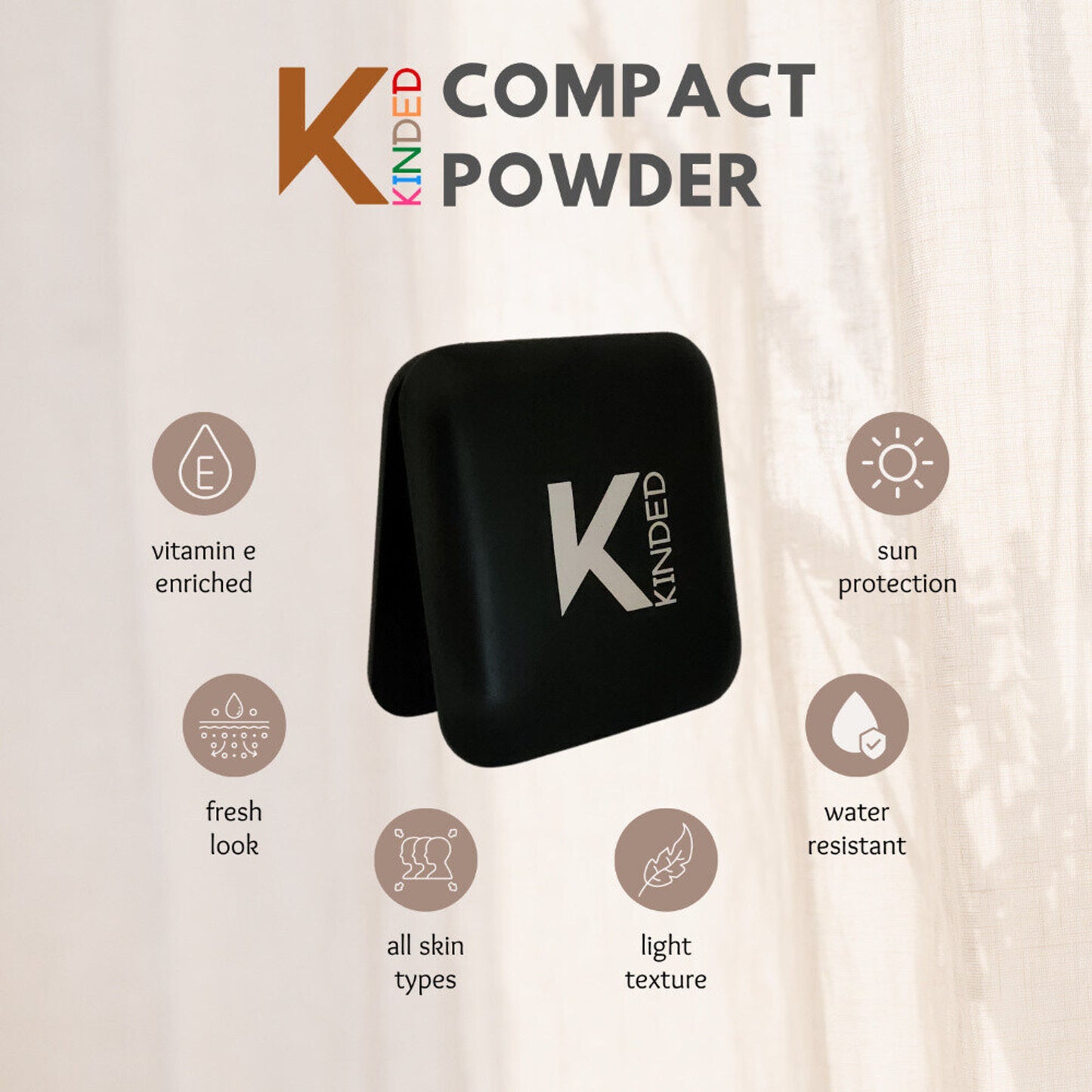 KINDED Sun Protection Compact Powder with Vitamin E - 02 Natural Sand