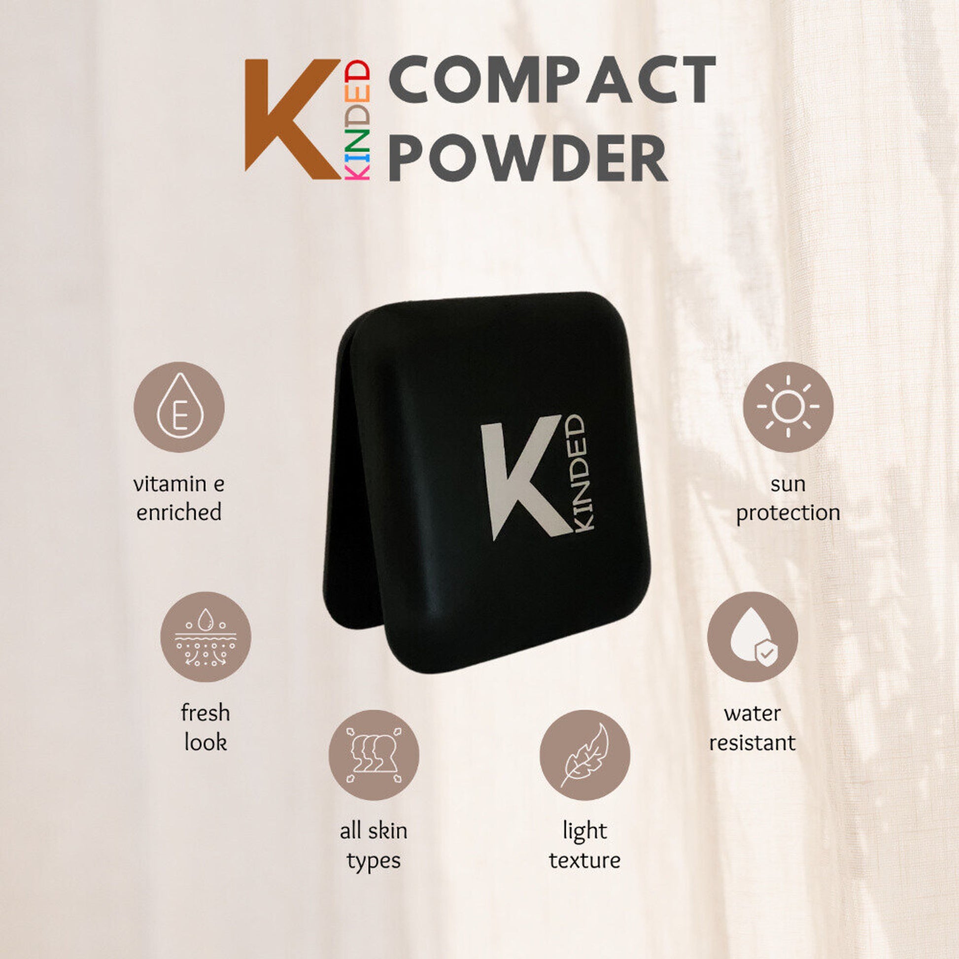 KINDED Sun Protection Compact Powder with Vitamin E - 02 Natural Sand