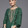 Dhiyona VA Women's Green Ethnic Motifs Embroidered Kurta with Trousers & Dupatta