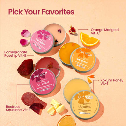 Nat Habit Beetroot Lip Butter With Desi Ghee & Honey Lip Balm For Natural Pink Lips, Lip Moisturizer