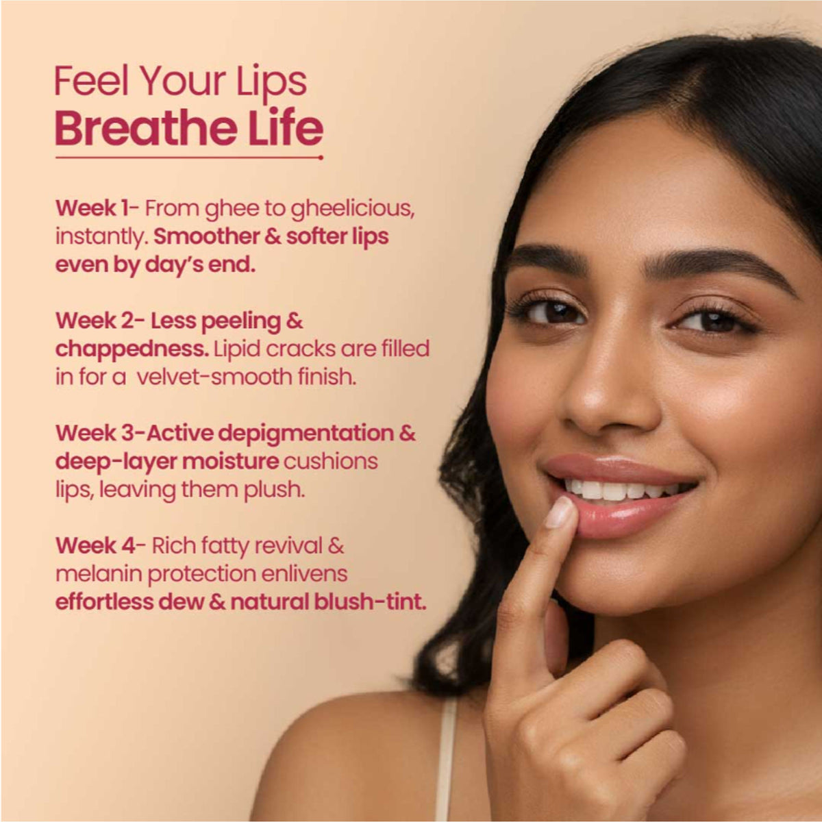 Nat Habit Beetroot Lip Butter With Desi Ghee & Honey Lip Balm For Natural Pink Lips, Lip Moisturizer