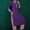 Dhiyona IE Purple Ethnic Motifs Yoke Design Thread Work Chanderi Silk Straight Kurta