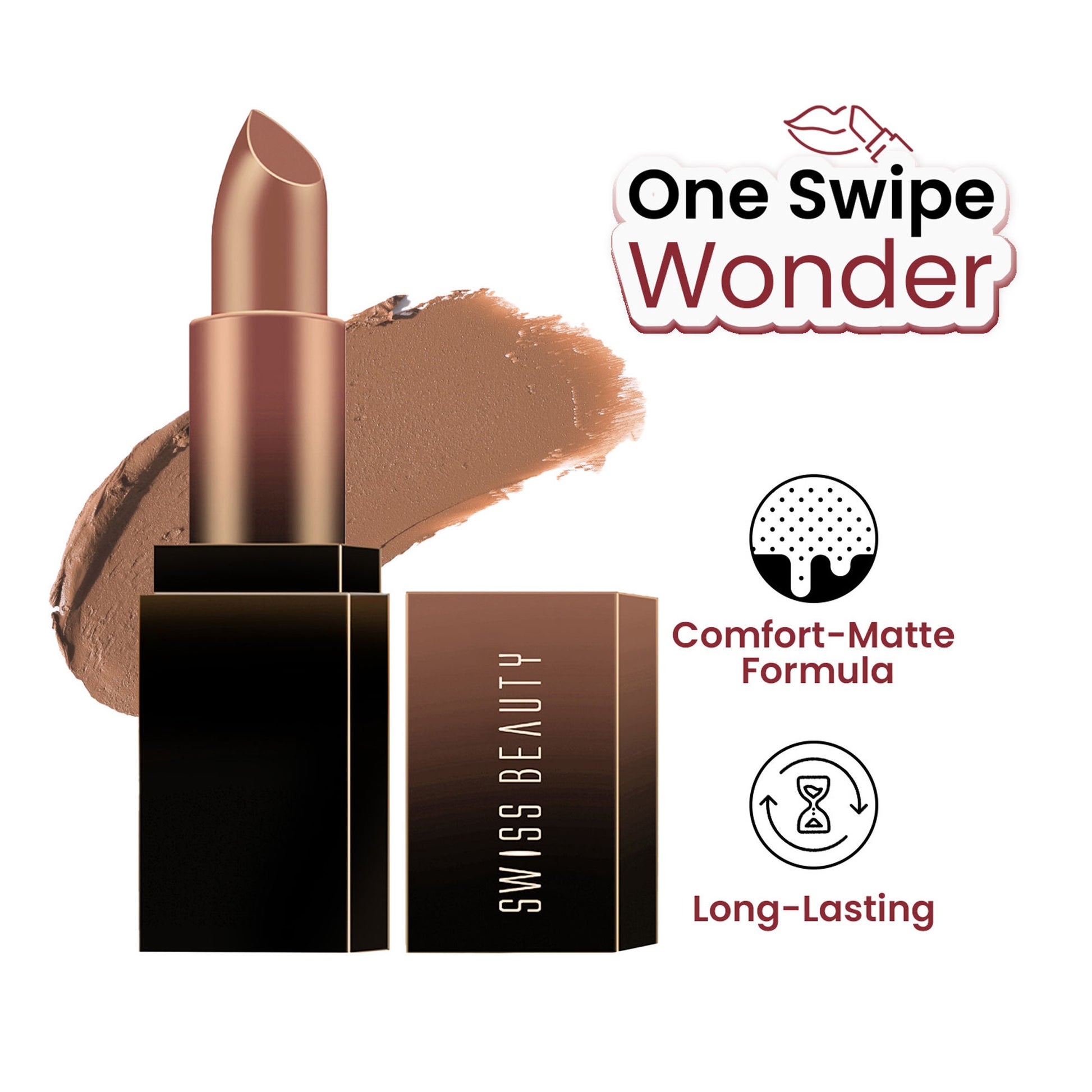 Swiss Beauty HD Matte Lipstick , High Coverage , Lightweight - 28  Blushing Mauve