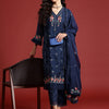 Indyancart IE Women Floral Embroidered Panelled Thread Work Kurta with Trousers & With Dupatta